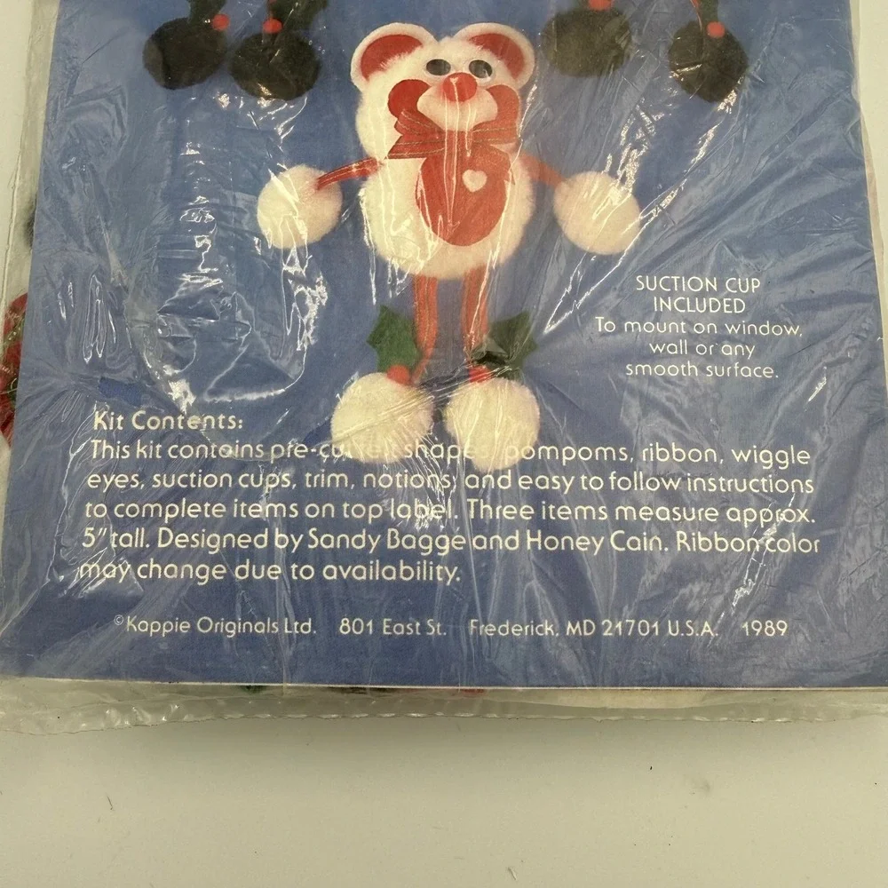 Vintage 1989 Kappie Originals Stuck Ups Christmas Pandas Craft Kit SU-013X NEW